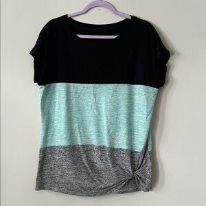 SHEIN Tri-Tone Short Sleeve Top - Black, Mint, Gray